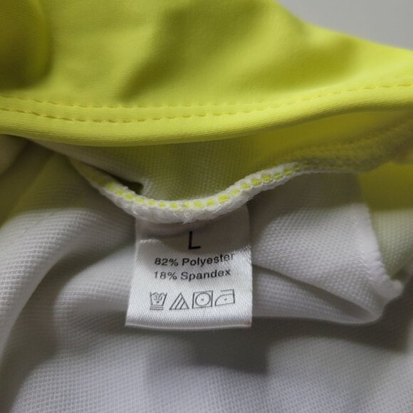 Yellow One Shoulder Swimsuit Block Colors Cutout Side‎ Womens Large Neon Bright - Picture 6 of 13